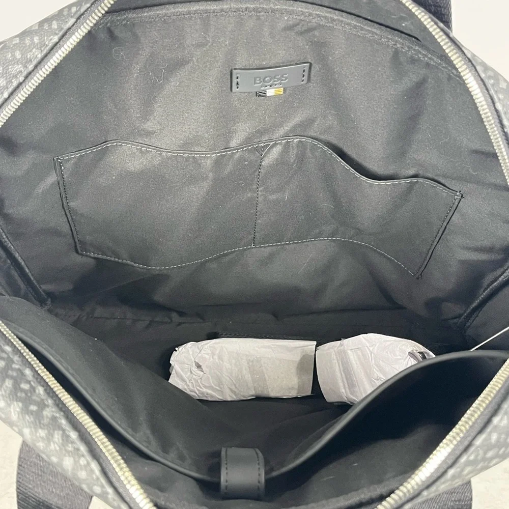 New! BOSS Gray Patterned briefcase